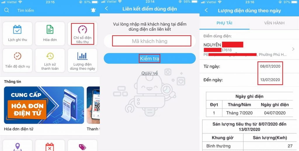 Tra cứu tiền điện trên điện thoại