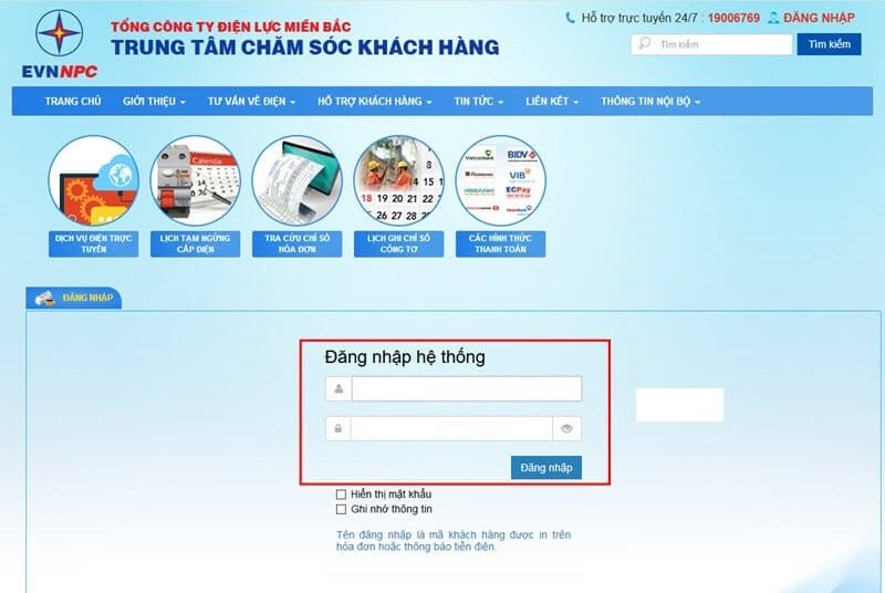 tra cứu tiền điện trên website