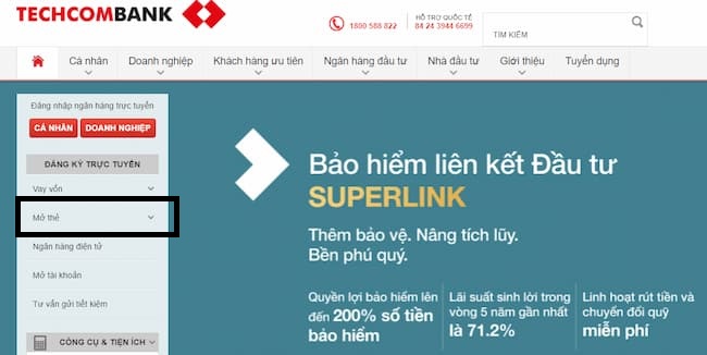 Mở thẻ tín dụng đen Techcombank