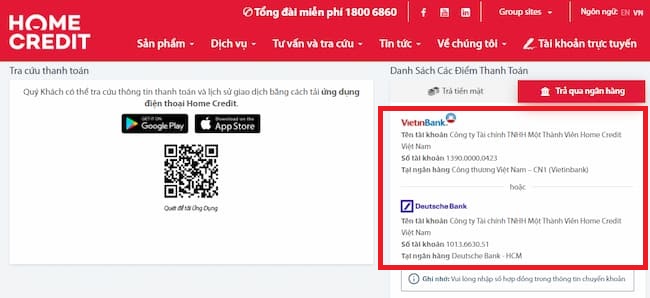 thanh toán khoản vay home credit