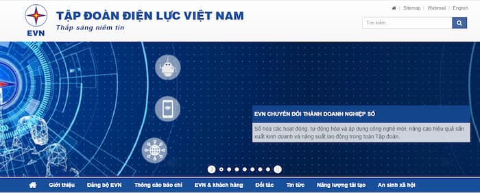 Đóng tiền điện online qua website EVN