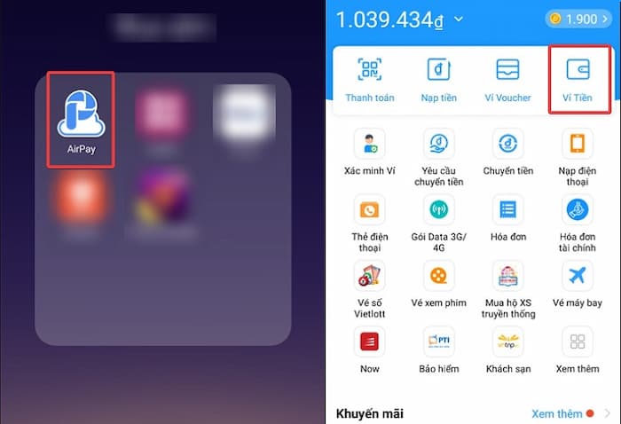 Cách chuyển tiền từ ví airpay sang tài khoản ngân hàng