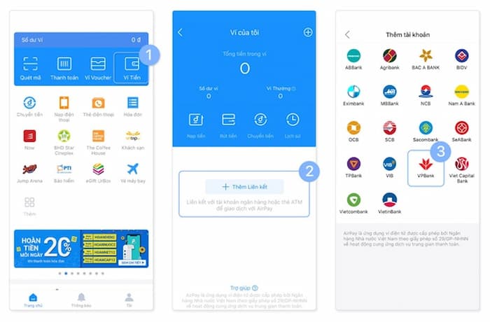 Cách liên kết ví AirPay với tài khoản ngân hàng