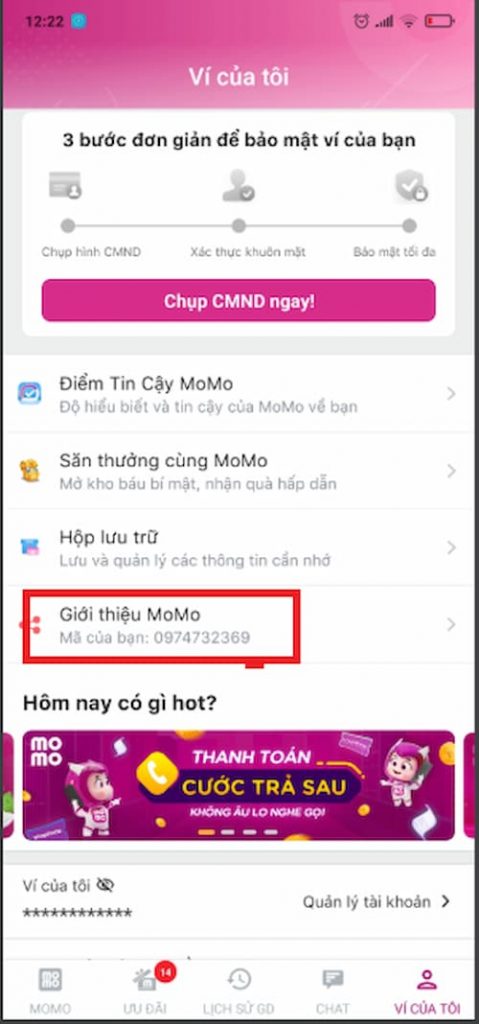 Chia sẻ mã giới thiệu cho bạn bè