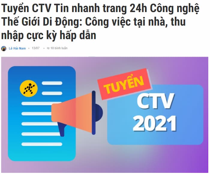 Thế giới di động tuyển người làm việc online tại nhà