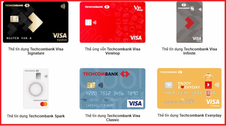 các loại thẻ tín dụng techcombank