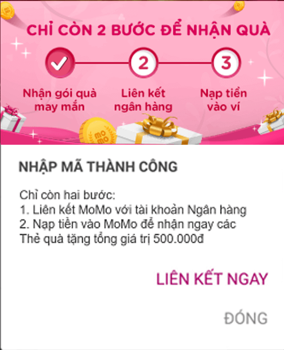 Nhập mã thành công!