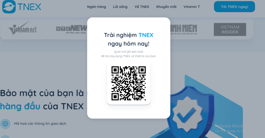 Quét mã QR tải ngay Tnex để nhận 20k liền tay